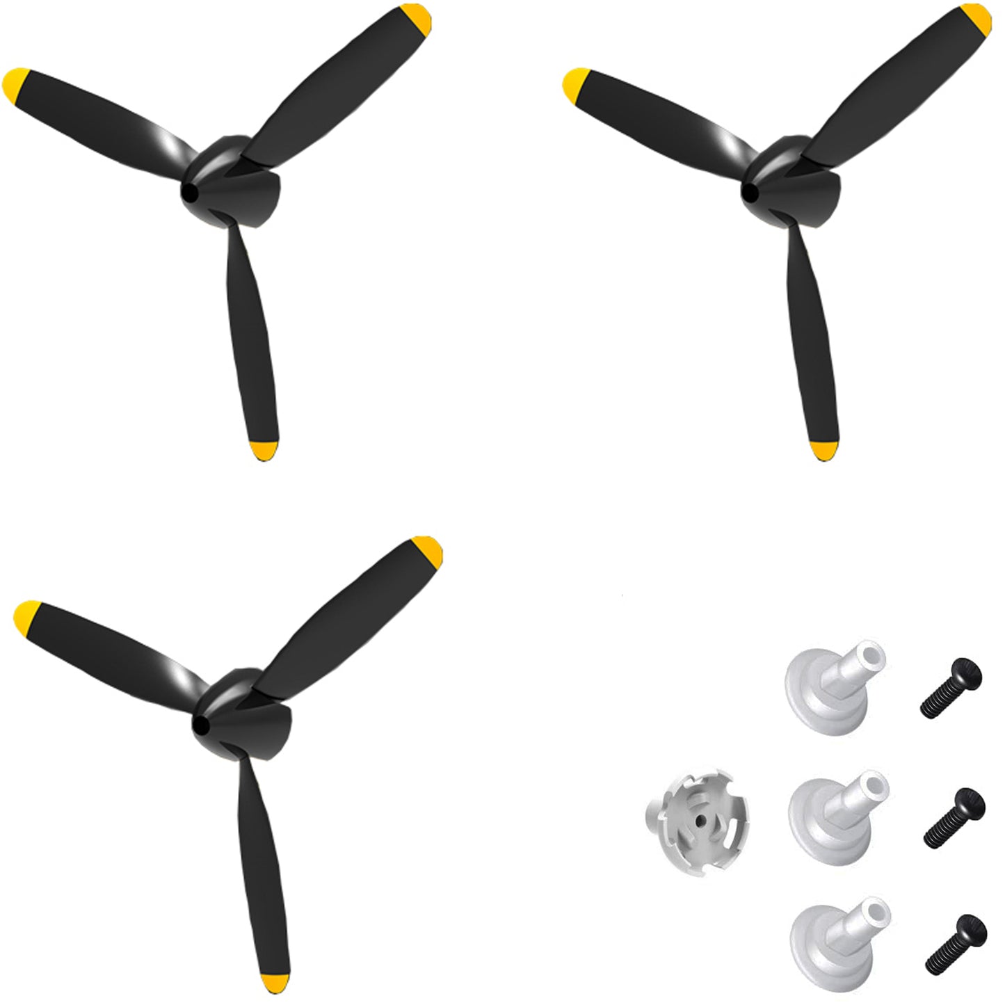 Volantexrc 3 Sets Rc Plane 3-Blade Propeller with Propeller Savers and one Adapters for VOLANTEXRC 761-11 761-12 761-13 P40 BF109 Airplane