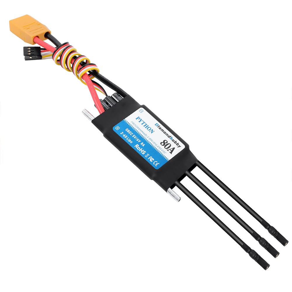 DH 80A Speed Controller Brushless ESC Support 2-6S BEC 5.5V/8A for Model Ship RC Boat - CaptainRC