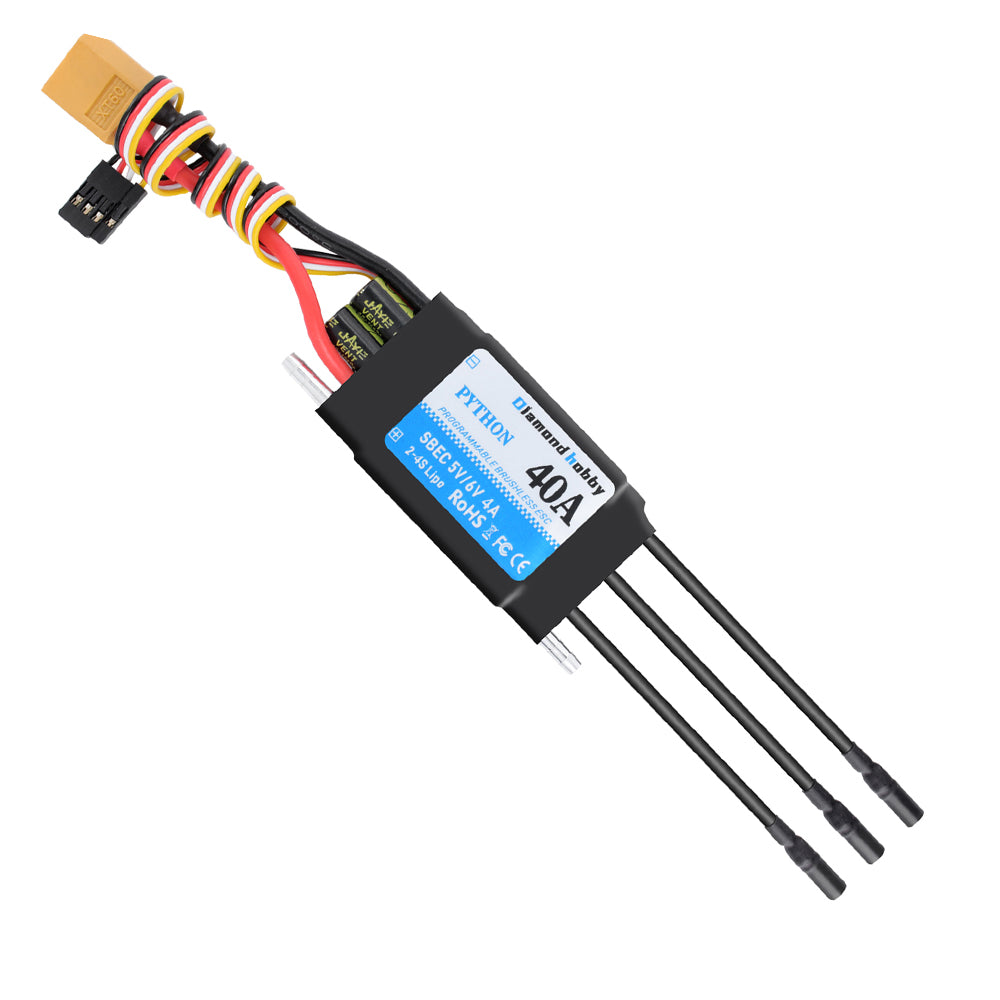 DH 40A 2-4S Waterproof Brushless ESC Electronic Speed Controller with 5.5V/4A BEC and XT60 3.5mm Banana Head Connector for Model Ship RC Boat - CaptainRC