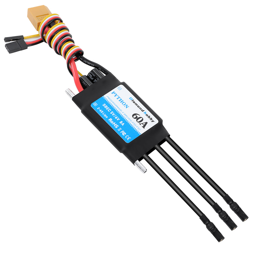 DH 60A Water-Cooled Bidirectional Waterproof Brushless ESC Electronic Governor With XT60 3.5mm Banana Joint, Suitable for Ship Model RC
