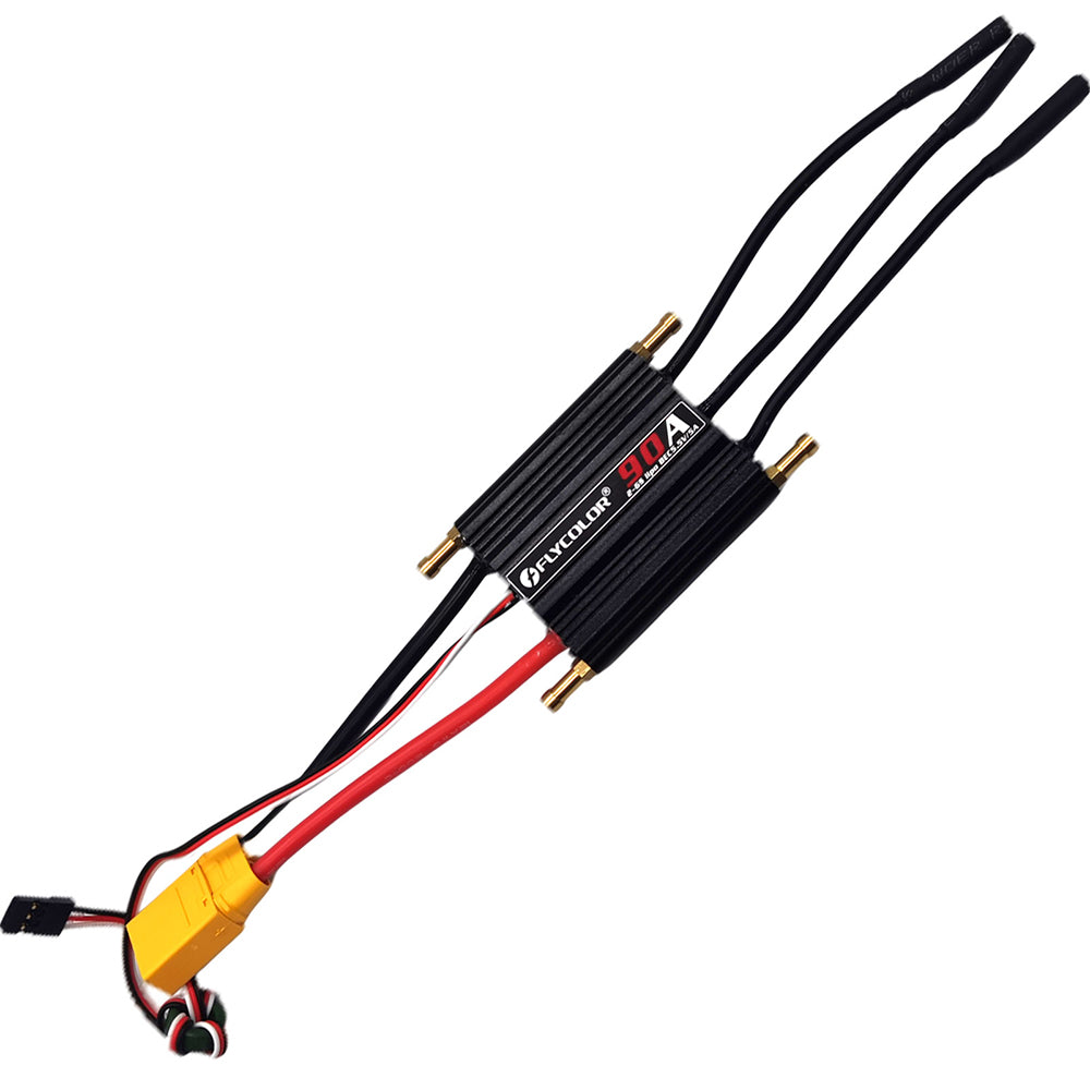 Flycolor 90A Waterproof Brushless ESC Electronic Speed Controller with 5.5V/5A BEC and XT90 4.0mm Banana Head Connector for Model Ship RC Boat - CaptainRC