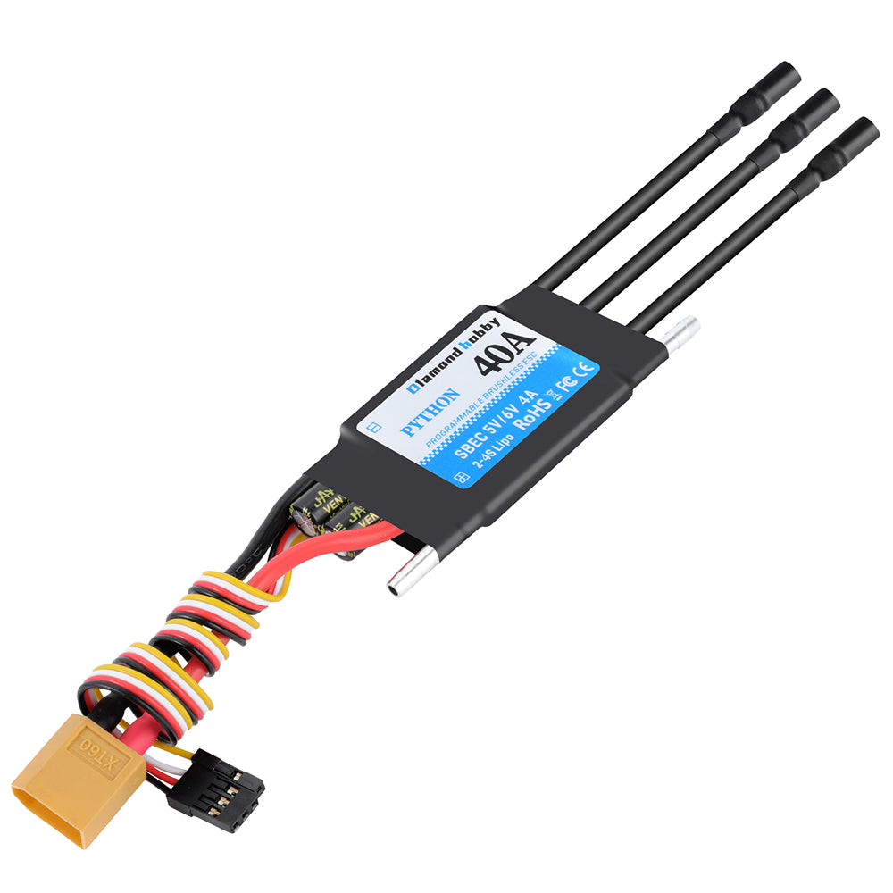 DH 40A 2-4S Waterproof Brushless ESC Electronic Speed Controller with 5.5V/4A BEC and XT60 3.5mm Banana Head Connector for Model Ship RC Boat - CaptainRC