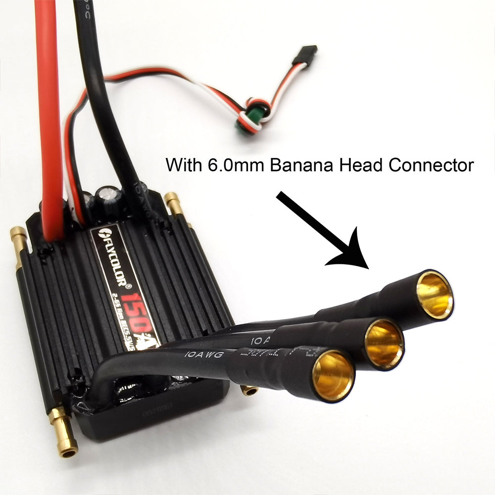 FLYCOLOR 150A ESC 2-6S Waterproof Brushless Electronic Speed Controller with 5.5V/5A BEC and XT90 6.0mm Banana Head Connector for Model Ship RC Boat - CaptainRC