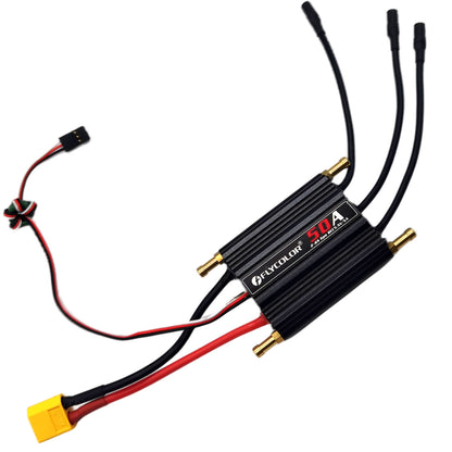 Flycolor 50A Waterproof Brushless ESC Electronic Speed Controller with 5.5V/5A BEC and XT60 3.5mm Banana Head Connector for Model Ship RC Boat