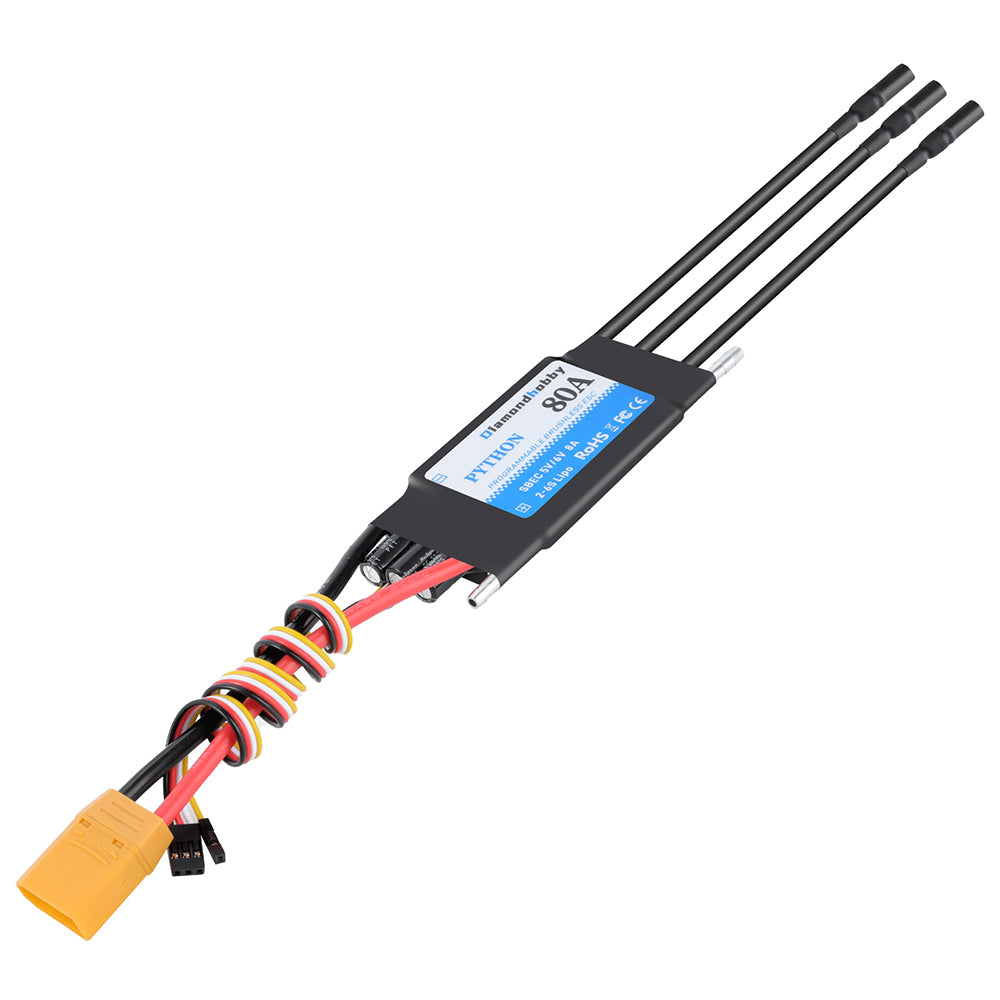 DH 80A Speed Controller Brushless ESC Support 2-6S BEC 5.5V/8A for Model Ship RC Boat - CaptainRC