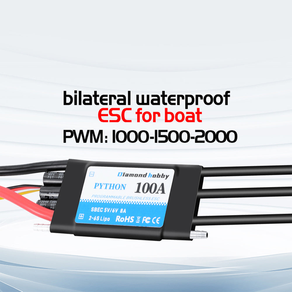 DH 100A Water Cooled bidirectional Brushless ESC Electronic Speed Controller RC Ship Programmable - CaptainRC