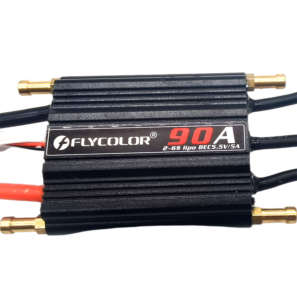 Flycolor 90A Waterproof Brushless ESC Electronic Speed Controller with 5.5V/5A BEC and XT90 4.0mm Banana Head Connector for Model Ship RC Boat - CaptainRC