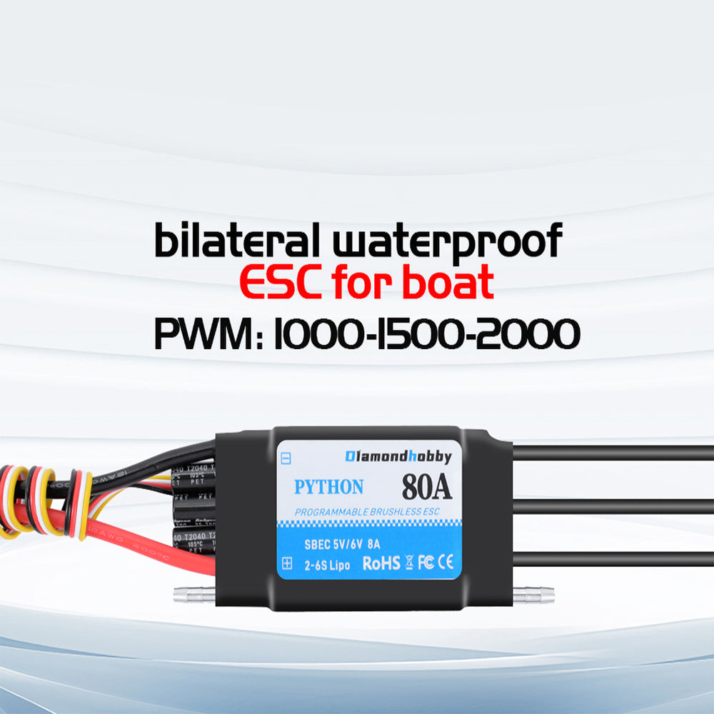 DH 80A Speed Controller Brushless ESC Support 2-6S BEC 5.5V/8A for Model Ship RC Boat