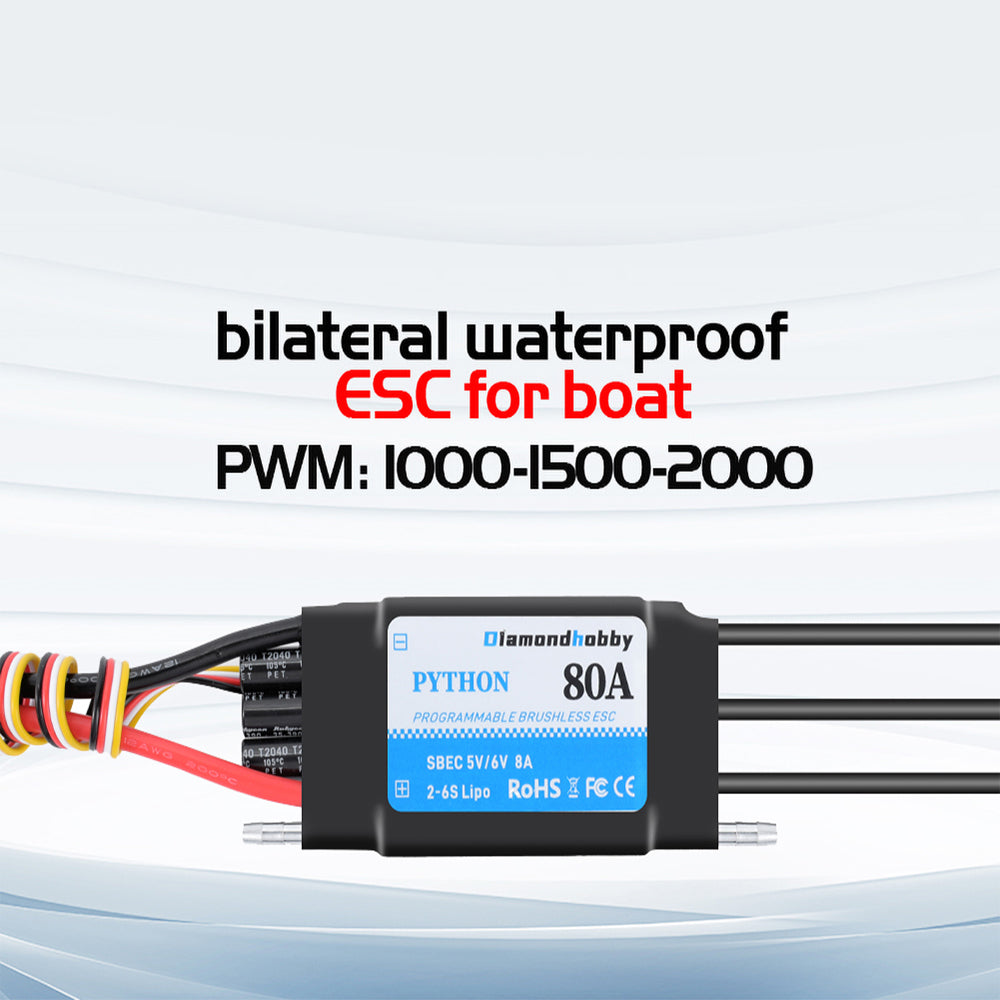 DH 80A Speed Controller Brushless ESC Support 2-6S BEC 5.5V/8A for Model Ship RC Boat - CaptainRC