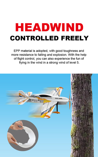 QIDI-550 3D RC Airplane One-Key Hanging Stunt Fixed Wing with Wind Resistant Flight Control for Beginner and Experienced Ready to Fly(RTF-Yellow