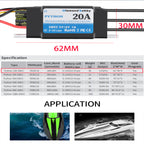 DH 20A 2-4S Waterproof Brushless ESC Electronic Speed Controller with 5.5V/4A BEC and XT60 3.5mm Banana Head Connector for Model Ship RC Boat - CaptainRC