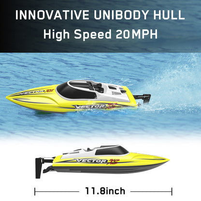 VOLANTEXRC RC Boat Remote Control Boat For Pools And Lakes 2.4Ghz 20MPH RC Boats For Kids Fast RC Racing Boat For Adults With 2 Rechargeable Batteries Toys Gifts For Boys Girls Yellow