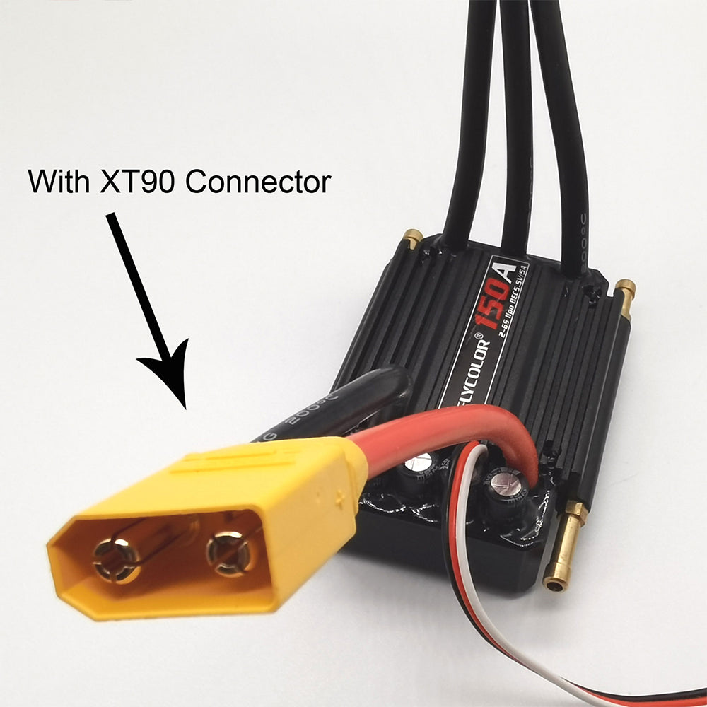 FLYCOLOR 150A ESC 2-6S Waterproof Brushless Electronic Speed Controller with 5.5V/5A BEC and XT90 6.0mm Banana Head Connector for Model Ship RC Boat - CaptainRC