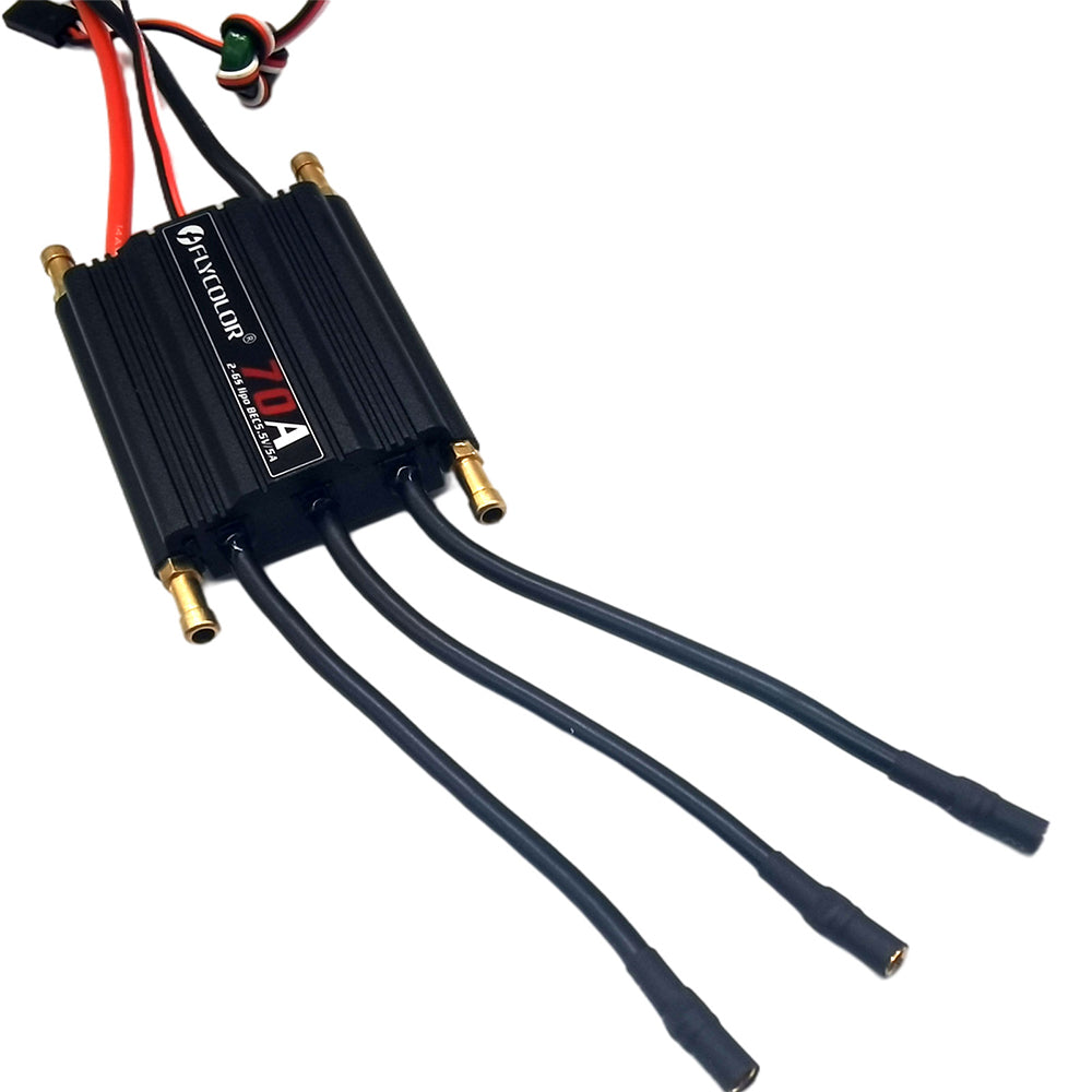 Flycolor 70A Waterproof Brushless ESC Electronic Speed Controller with 5.5V/5A BEC and XT60 3.5mm Banana Head Connector for Model Ship RC Boat - CaptainRC