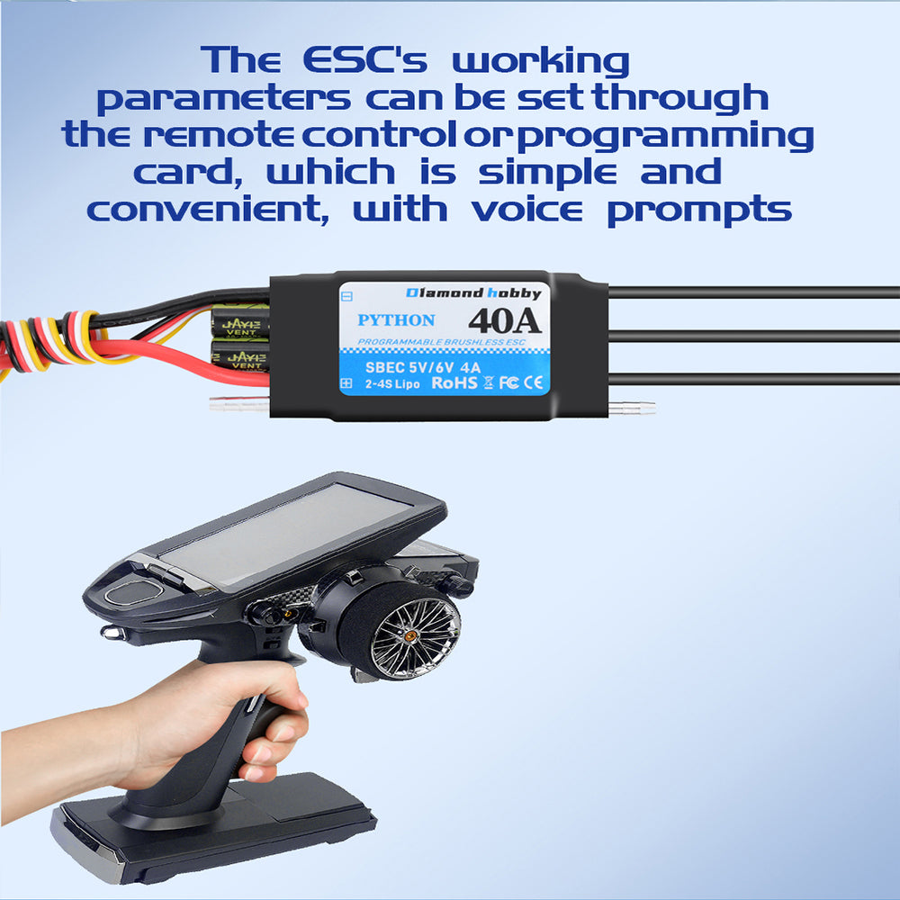 DH 40A 2-4S Waterproof Brushless ESC Electronic Speed Controller with 5.5V/4A BEC and XT60 3.5mm Banana Head Connector for Model Ship RC Boat - CaptainRC