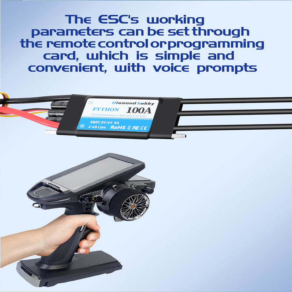DH 100A Water Cooled bidirectional Brushless ESC Electronic Speed Controller RC Ship Programmable - CaptainRC