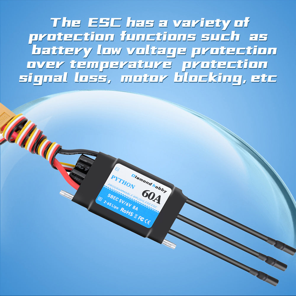 DH 60A Water-Cooled Bidirectional Waterproof Brushless ESC Electronic Governor With XT60 3.5mm Banana Joint, Suitable for Ship Model RC - CaptainRC