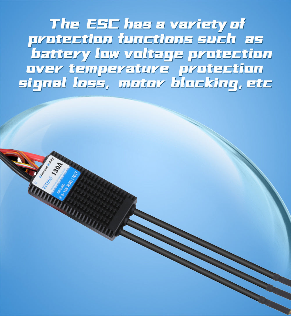 DH Water Cooled bidirectional Programmable 130A HV Brushless ESC Electronic Speed Controller RC Ship - CaptainRC