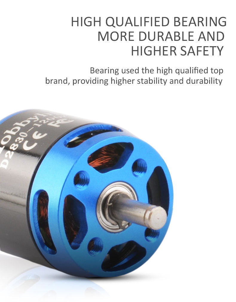 Hobbyhh D2830 Brushless Motor 1200kv Power 260W with 3.5mm Plug for DIY RC Glider Aircraft Plane and UAV - CaptainRC