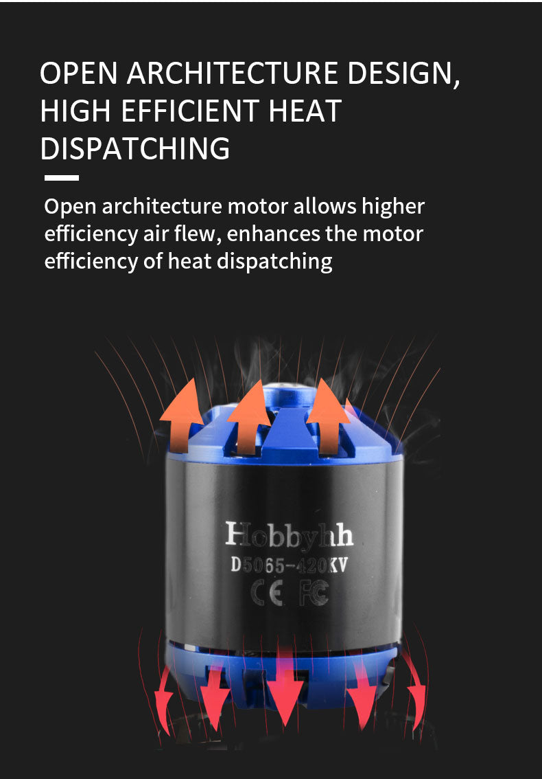 Hobbyhh 5065 400kv RC Brushless Motor Power 1500W with 4.0mm Banana Head for DIY RC Glider Aircraft Plane and UAV - CaptainRC