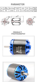 Hobbyhh 5065 400kv RC Brushless Motor Power 1500W with 4.0mm Banana Head for DIY RC Glider Aircraft Plane and UAV - CaptainRC