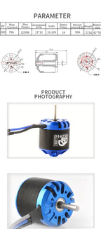 Hobbyhh Brushless Motor 4250 800kv Power 1250W with 4.0mm Banana Head for DIY RC Glider Aircraft Plane and UAV - CaptainRC